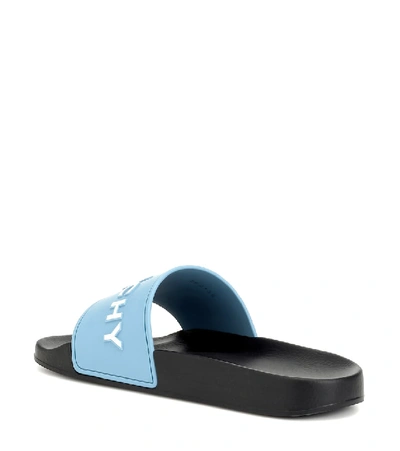 Shop Givenchy Logo Rubber Slides In Blue