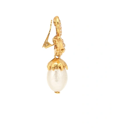 Shop Oscar De La Renta Faux Pearl Clip-on Earrings In Gold