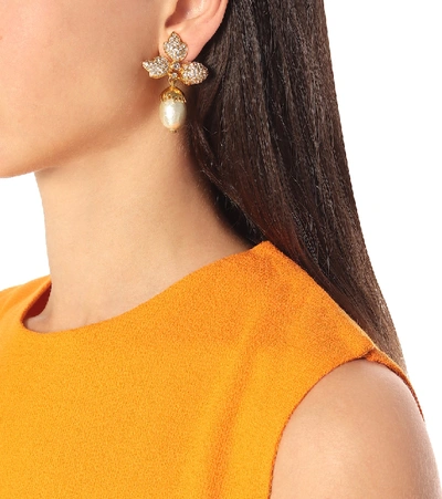 Shop Oscar De La Renta Faux Pearl Clip-on Earrings In Gold