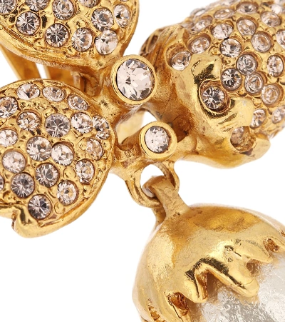 Shop Oscar De La Renta Faux Pearl Clip-on Earrings In Gold