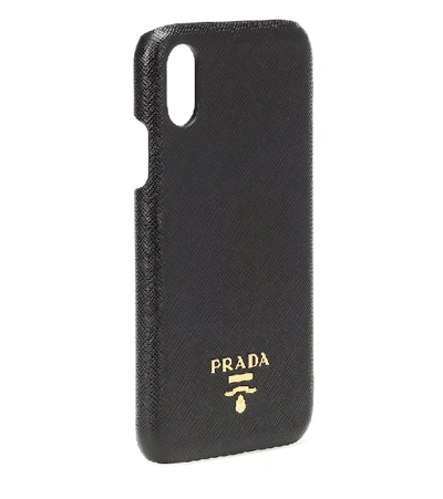 Shop Prada Saffiano Leather Iphone Xr Case In Black