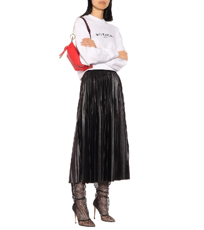 Shop Givenchy Varnished Jersey Pleated Midi Skirt In Black