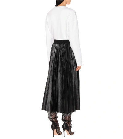 Shop Givenchy Varnished Jersey Pleated Midi Skirt In Black