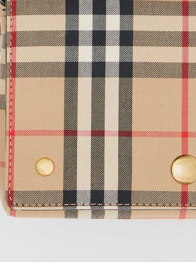 Shop Burberry Small Vintage Check And Leather Crossbody Bag In Archive Beige/black