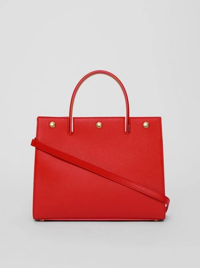 Shop Burberry Small Leather Title Bag In Bright Red