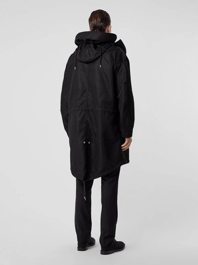 Shop Burberry Detachable Hood Monogram Econyl® Jacquard Parka In Black