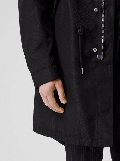 Shop Burberry Detachable Hood Monogram Econyl® Jacquard Parka In Black