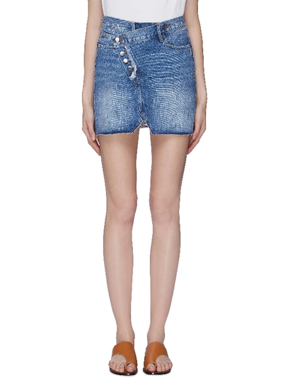 Shop Frame 'exposed Overlap' Denim Skirt In Blue
