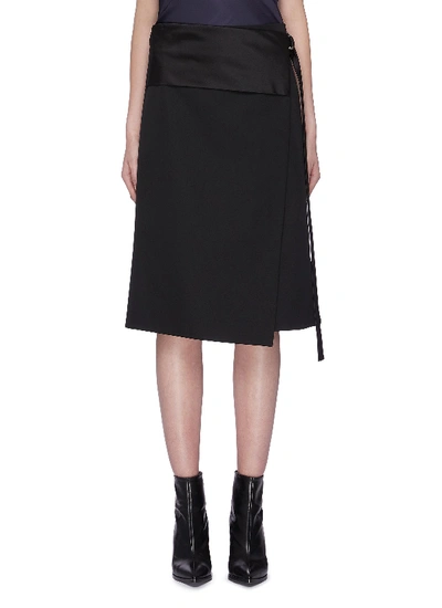 Shop Helmut Lang Asymmetric Hem Tuxedo Wrap Midi Skirt In Black