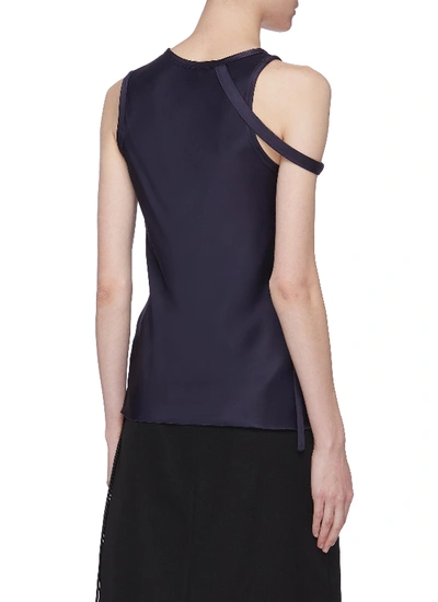 Shop Helmut Lang Harness Shoulder Satin Tank Top In Blue