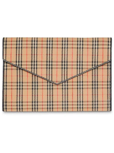 Shop Burberry Large Envelope Check Pouch In Multi