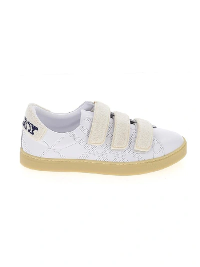 Shop Burberry Velcro Strap Sneakers In White