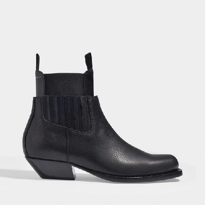 Shop Mm6 Maison Margiela Mid-heeled Ankle Boots In Black Grained Calfskin