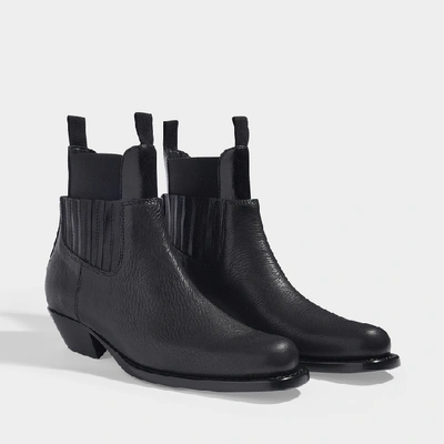 Shop Mm6 Maison Margiela Mid-heeled Ankle Boots In Black Grained Calfskin