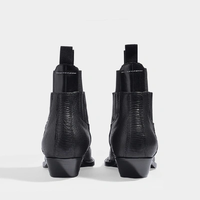 Shop Mm6 Maison Margiela Mid-heeled Ankle Boots In Black Grained Calfskin