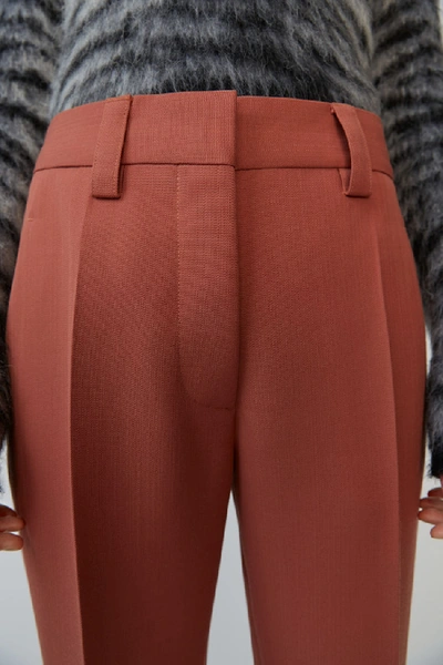 Shop Acne Studios Cropped Trousers Coral Red