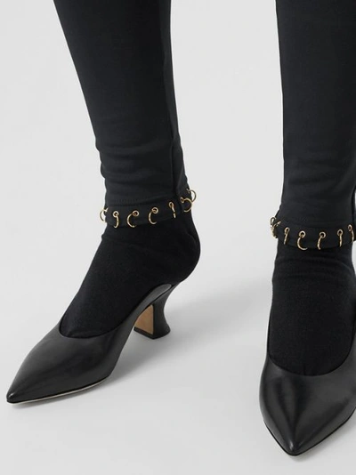 Shop Burberry Ring-pierced Stretch Jersey Leggings In Black