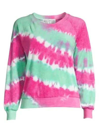Shop Wildfox Fiona Tie-dye Sweatshirt In Retro Tie Dye