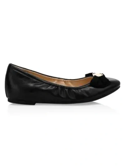 Shop Cole Haan Tali Bow Leather Ballet Flats In Black