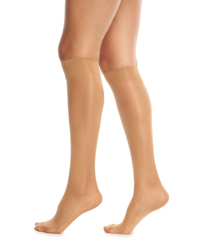 Shop Wolford Satin Touch Knee-highs In Sand
