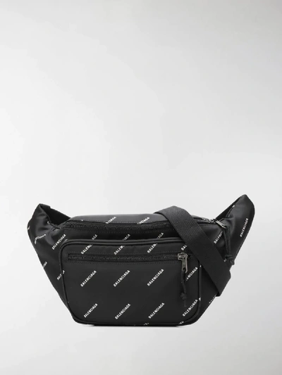 Shop Balenciaga Logo Print Belt Bag In Black