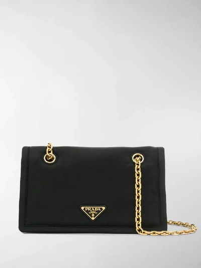 Shop Prada Triangle Logo Shoulder Bag In Black