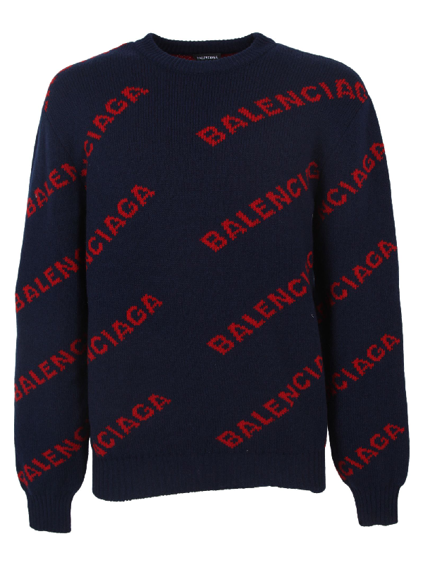 Balenciaga Fleece In Navy Red | ModeSens