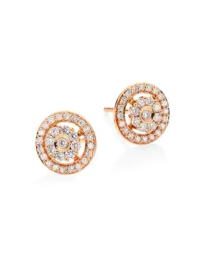 Shop Hueb Flower Diamond & 18k Rose Gold Stud Earrings