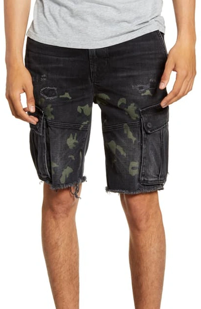 Shop Hudson Cut Off Denim Cargo Shorts In Black Camo