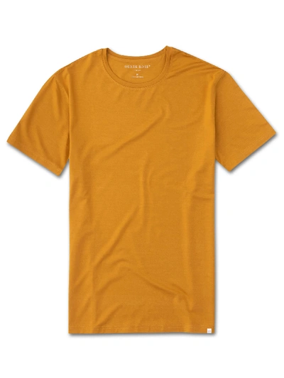 Shop Derek Rose Men's Short Sleeve T-shirt Basel 7 Micro Modal Stretch Mustard