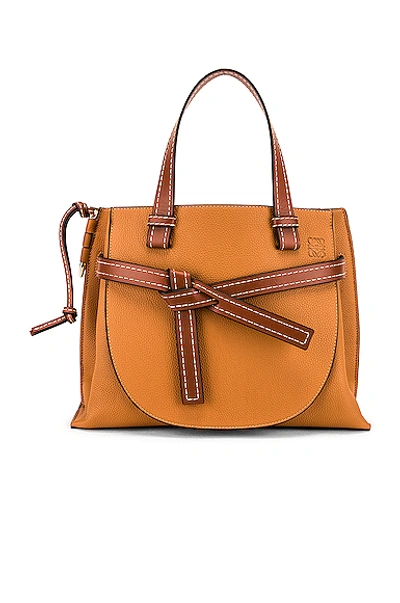 Shop Loewe Gate Top Handle Small Bag In Caramel & Pecan