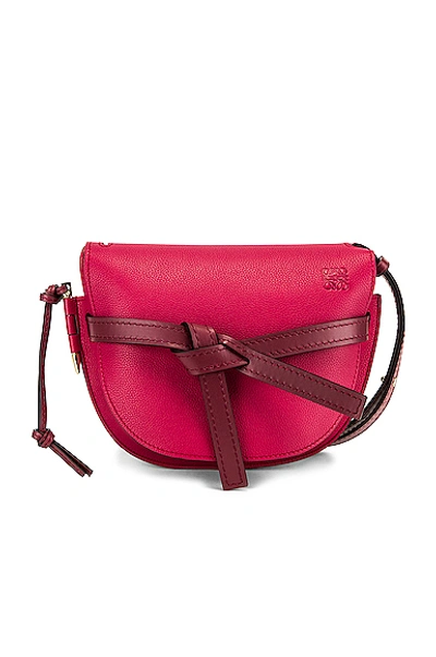 Shop Loewe Gate Small Bag In Red In Raspberry & Wine