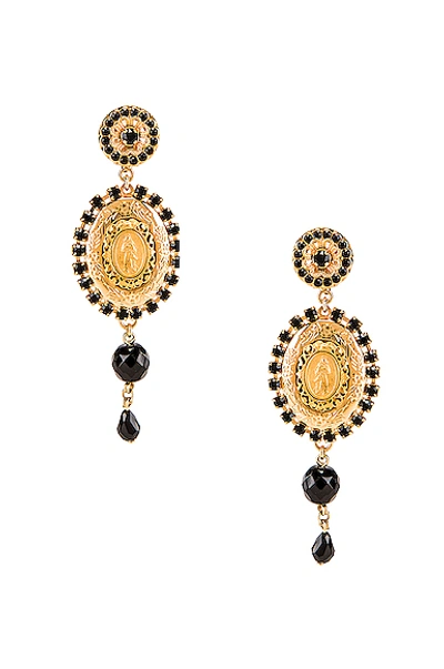 Shop Dolce & Gabbana Medallion Drop Earrings In Black