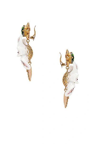 Shop Dolce & Gabbana Crystal Lily Embellished Dg Heart Earrings In White In White & Gold