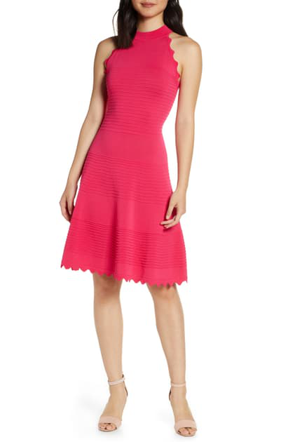 eliza j scalloped fit & flare dress