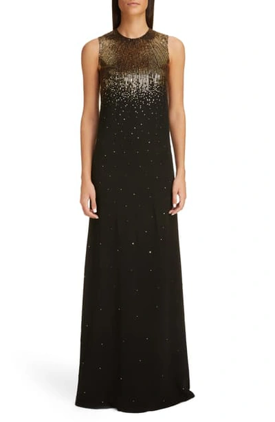 Shop Givenchy Sequin Embroidered Silk Georgette Trumpet Gown In Black