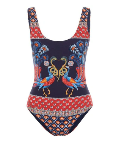 Shop Liberty London Mina Tank Swimsuit In Navy