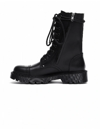 Shop Vetements Black Leather Army Boots