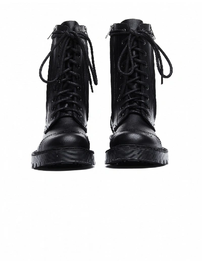 Shop Vetements Black Leather Army Boots