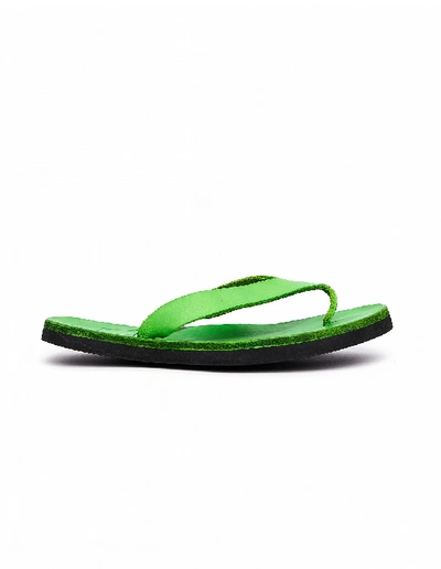 Shop Guidi Green Leather Flip Flops