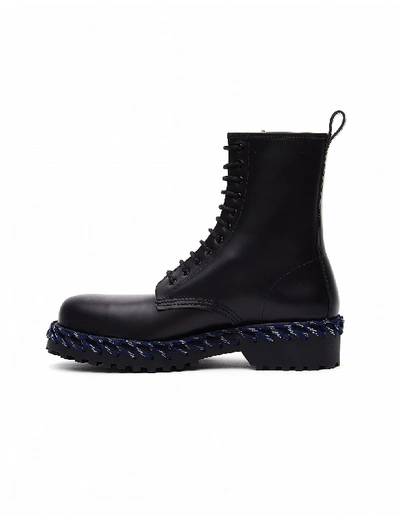 Balenciaga Lace Detail Military Boots In Black