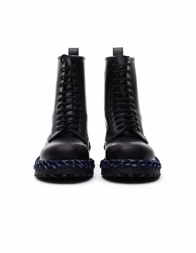 Balenciaga Lace Detail Military Boots In Black