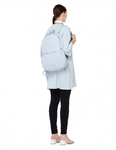 Shop Isaac Reina Ultra Soft Blue Leather Backpack In White