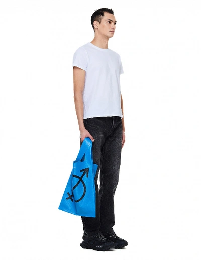 Shop Balenciaga Blue Leather Supermarket Shopper