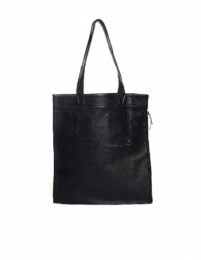 Shop Yohji Yamamoto Black Leather Shopper Bag