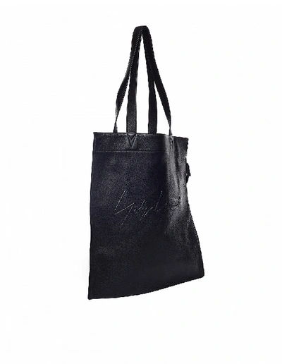 Shop Yohji Yamamoto Black Leather Shopper Bag