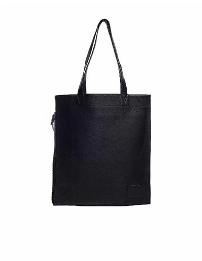 Shop Yohji Yamamoto Black Leather Shopper Bag