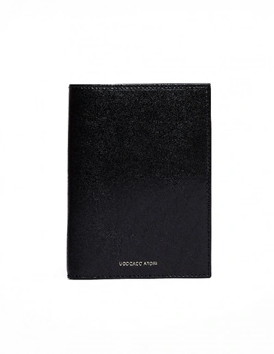 Shop Ugo Cacciatori Black Leather Passport Wallet