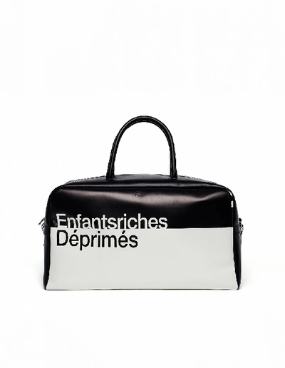 Shop Enfants Riches Deprimes Black & White Printed Leather Travel Bag