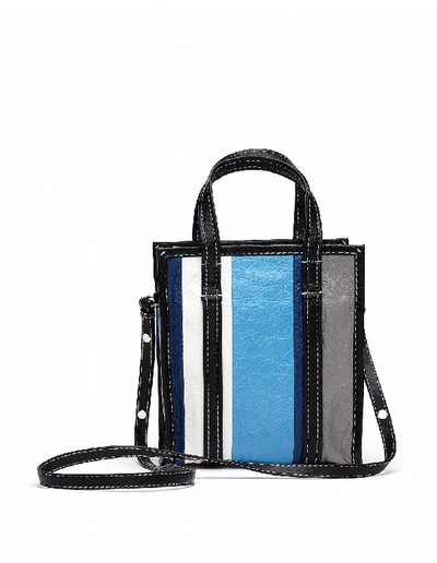 Shop Balenciaga Bazar S Striped Leather Bag In Multicolor